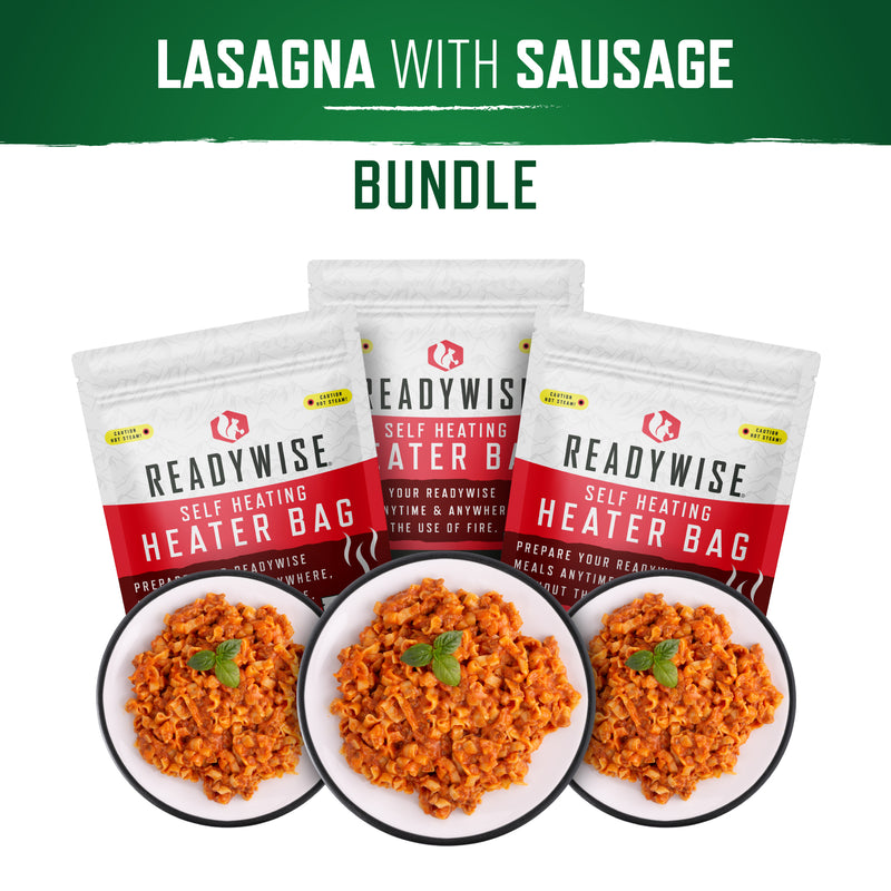 Self Heating Kit - Lasagna with Sausage + Snack Bundle