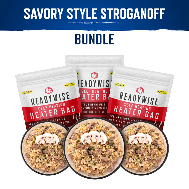 Self Heating Kit - Savory Style Stroganoff + Snack Bundle