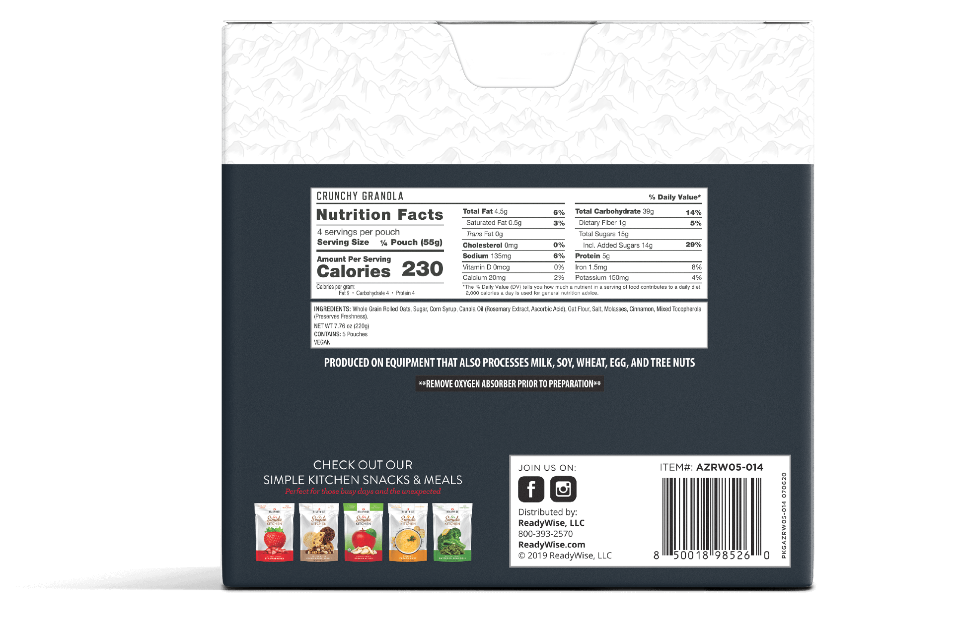 Emergency Food Favorite - Crunchy Granola (5 x 4 Serving Pouches)