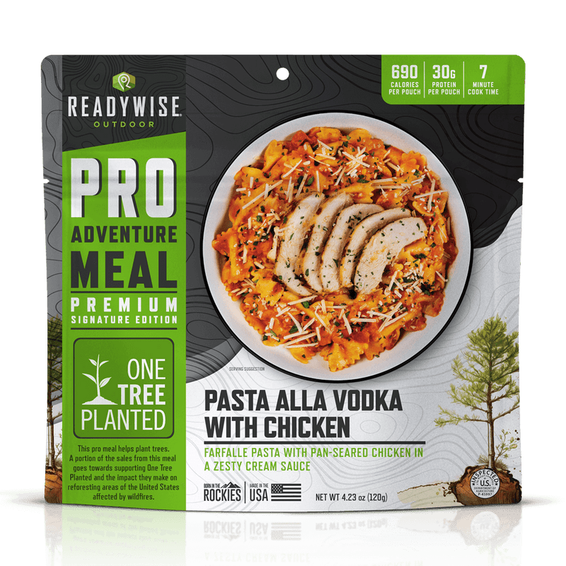 Pasta Alla Vodka with Chicken - Signature Edition Pro Adventure Meal with One Tree Planted  ReadyWise Single Pouch
