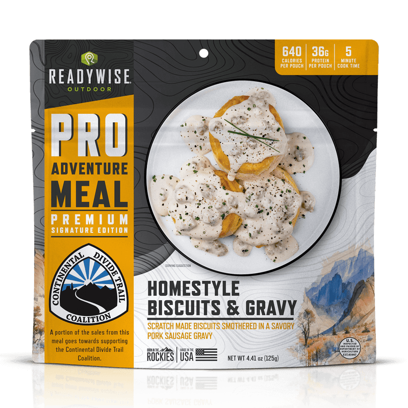 Homestyle Biscuits & Gravy - Signature Edition Pro Adventure Meal with Continental Divide Trail Coalition  ReadyWise Single Pouch