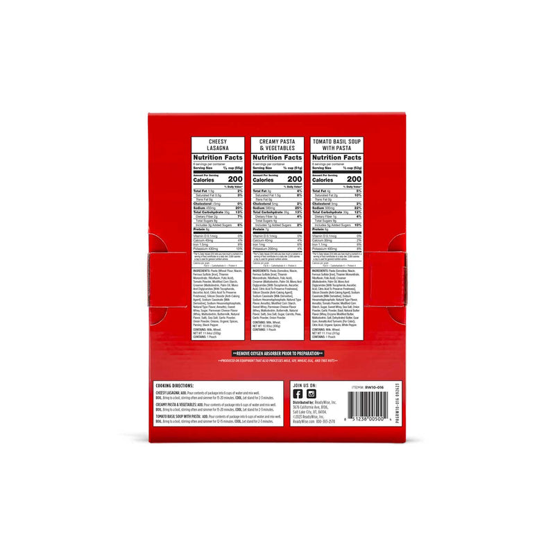 18 Serving Emergency Food Supply - Favorites Box Samples ReadyWise