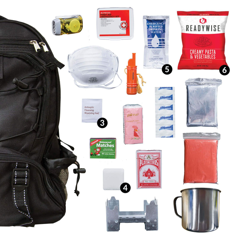 Black 64 Piece Survival Backpack  ReadyWise