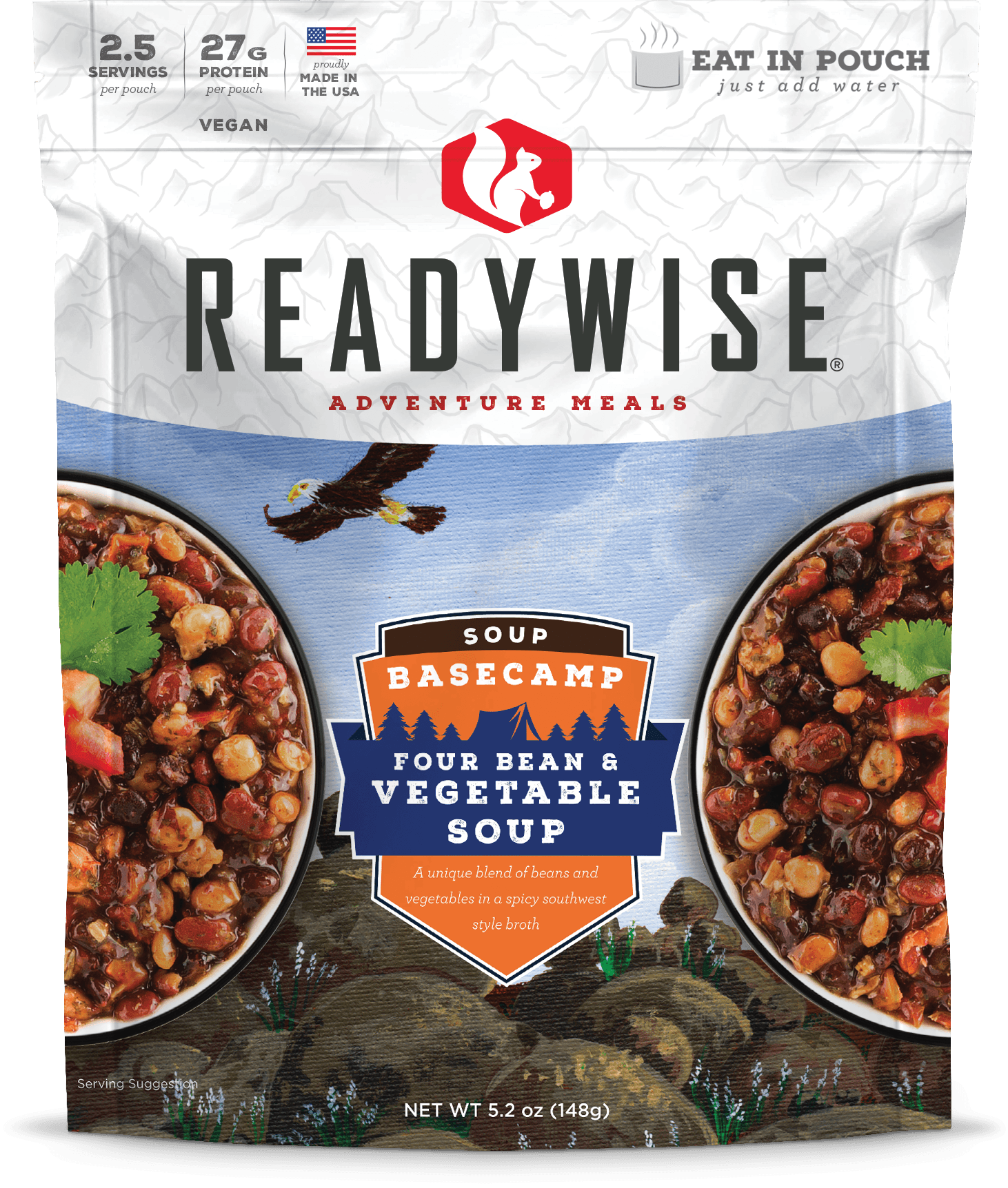 Basecamp Four Bean & Vegetable Soup  ReadyWise Basecamp Four Bean & Vegetable Soup - Single Pouch