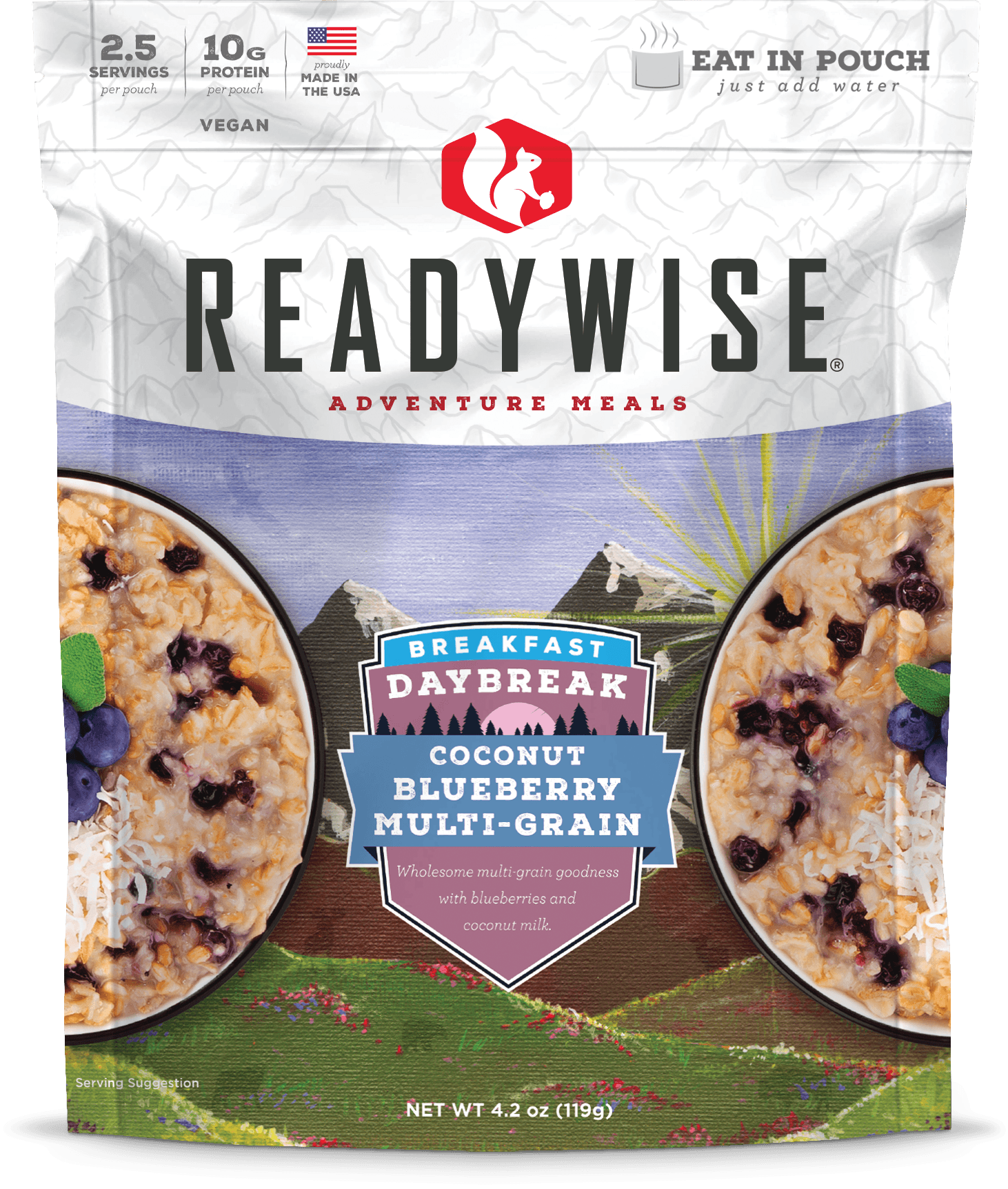 Daybreak Coconut Blueberry Multi-Grain  ReadyWise Daybreak Coconut Blueberry Multi-Grain - Single Pouch