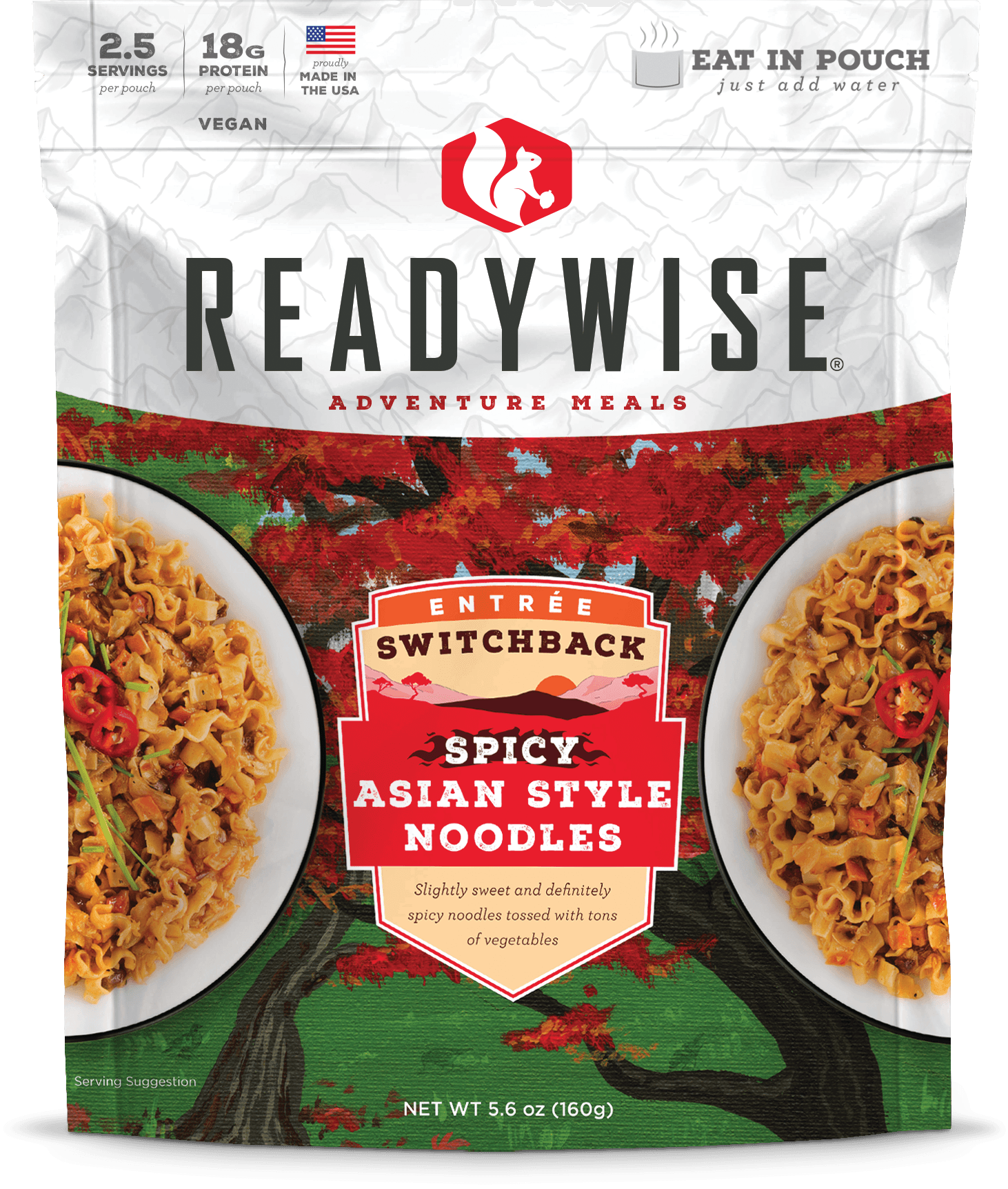 Switchback Spicy Asian Style Noodles  ReadyWise Switchback Spicy Asian Style Noodles - Single Pouch