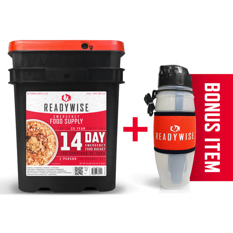 Buy a 14 Day Emergency Food Bucket, Get a Free Seychelle Water Filter Bottle