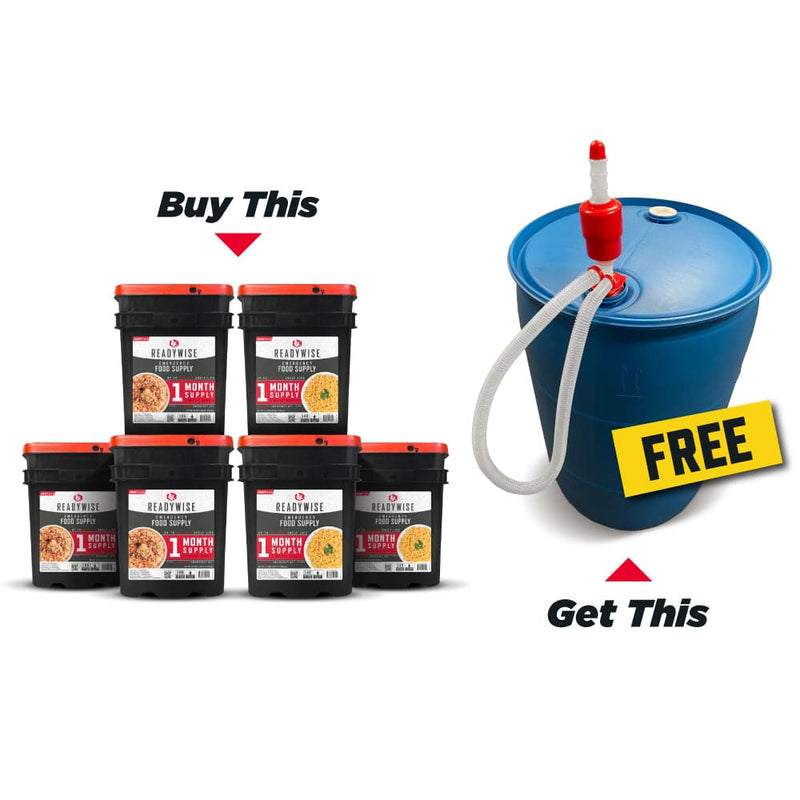 Buy a 3 Month Food Supply, Get a Free Water Drum + Siphon  ReadyWise   