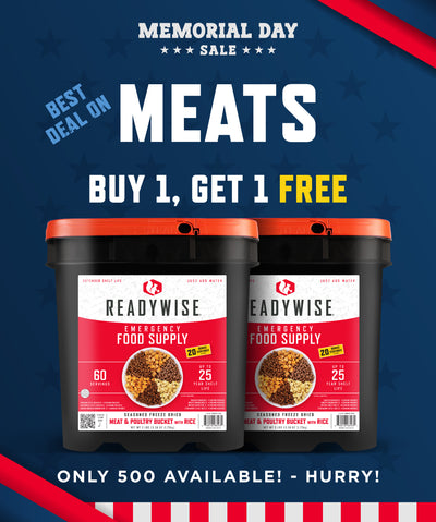 60 Serving Freeze Dried Meat Bucket - Buy One, Get One FREE  ReadyWise   