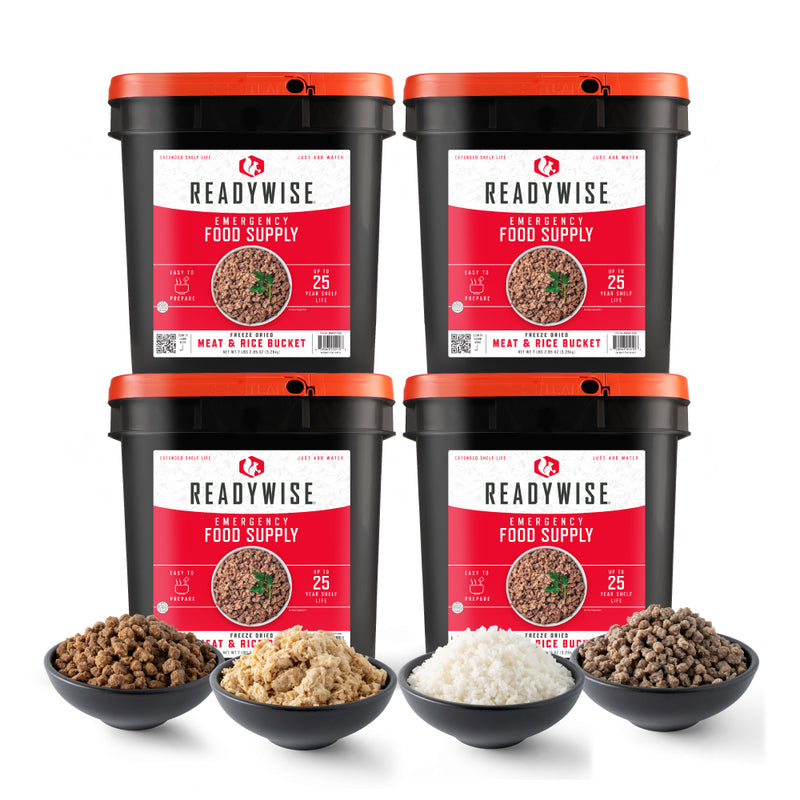 ReadyWise Freeze-Dried Meat & Rice Bundle - 4 Bucket Set