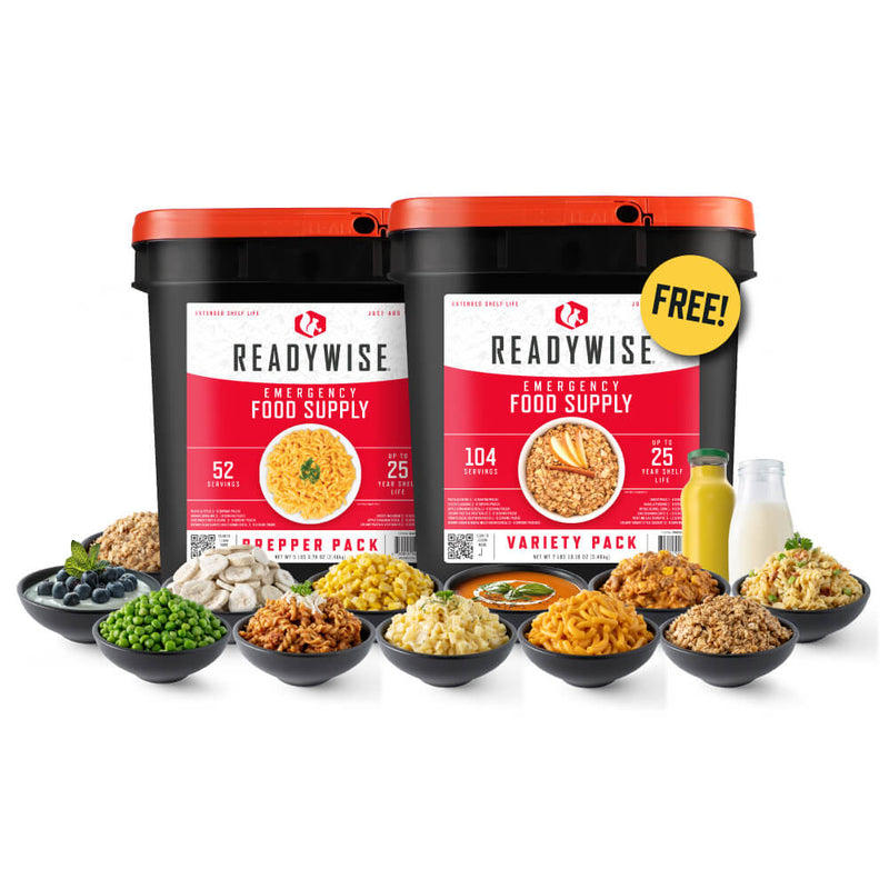 Buy a 52-Serving Prepper Pack, Get a Free 104-Serving Food Bucket