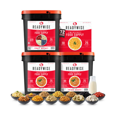 2 Entree Buckets + Fruit Bucket + 72-Hour Kit Bundle