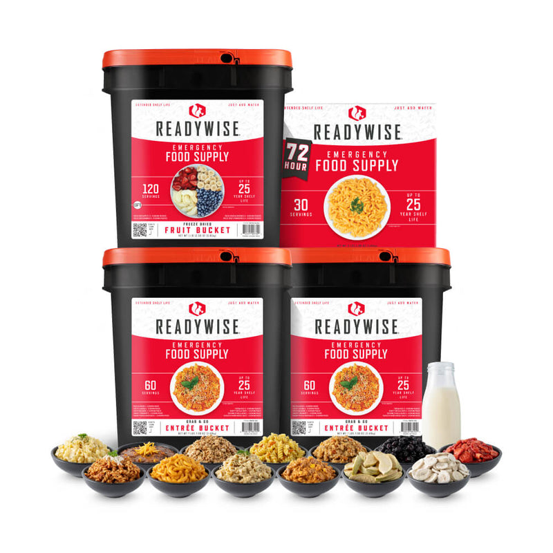 2 Entree Buckets + Fruit Bucket + 72-Hour Kit Bundle