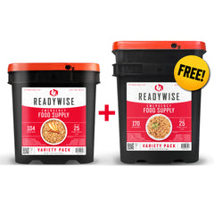 Buy a 104 Serving Variety Pack, Get a Free 170 Serving Emergency Food Bucket