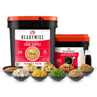 104 Serving Variety Pack & Coffee Bucket Bundle