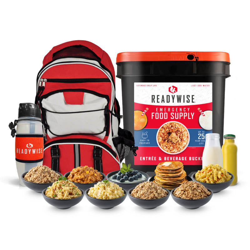 Buy a 120 Serving Bucket, Get a Free Survival Backpack & Seychelle Water Filtration Bundle
