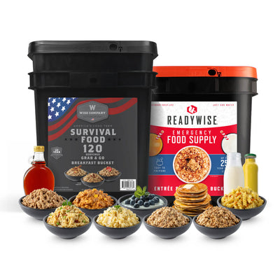 120 Serving Bucket & Wise Breakfast Bucket Bundle