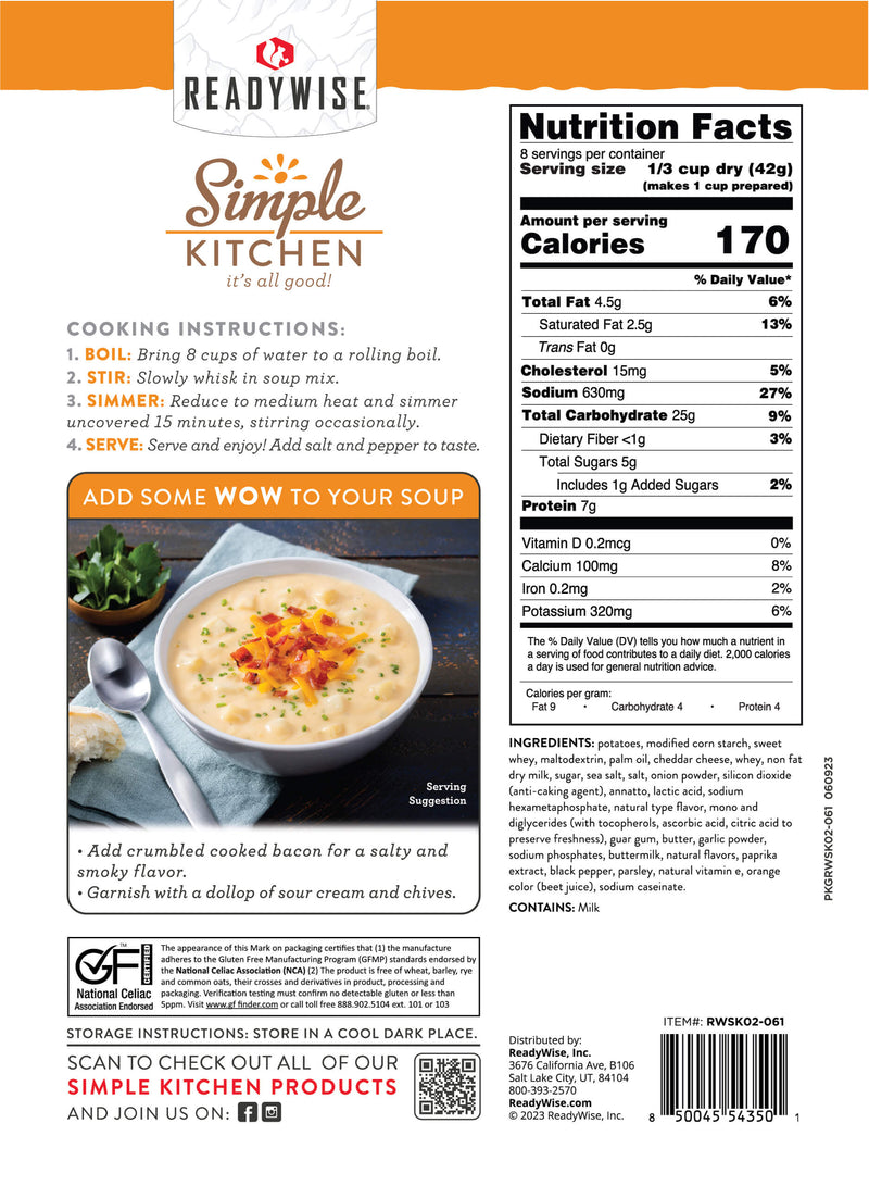 CHEDDAR POTATO - Soup Mix - 6 Ct Case - 8 Servings