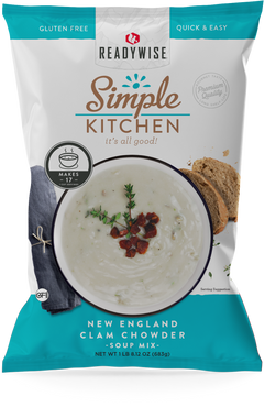 New England Clam Chowder Starter Soup Mix - 17 Servings per Pouch  ReadyWise   