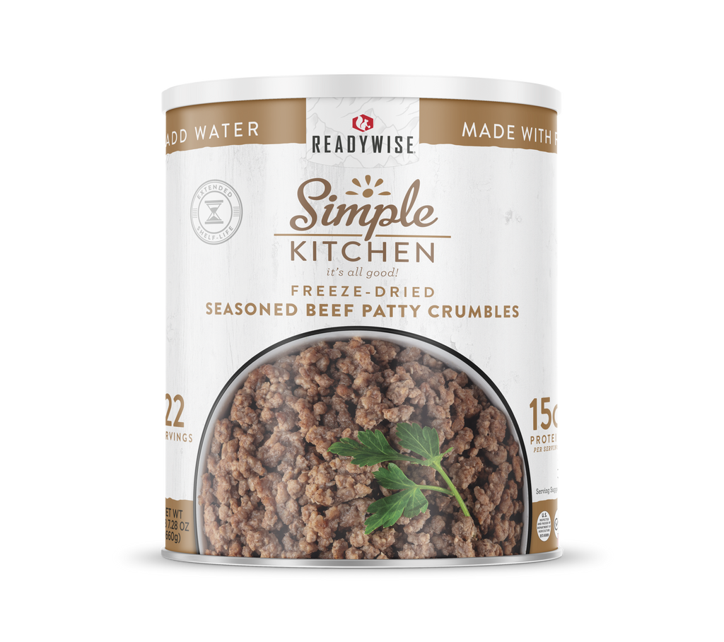 Freeze-Dried Seasoned Beef Patty Crumbles - 22 Serving #10 Can