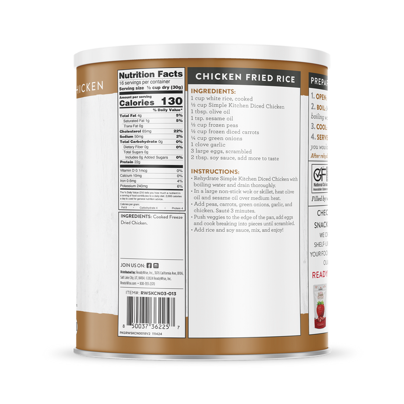 Freeze-Dried Diced Chicken - 16 Serving #10 Can