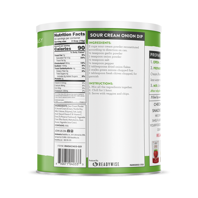 Sour Cream Powder – #10 Can – 84 Servings | ReadyWise