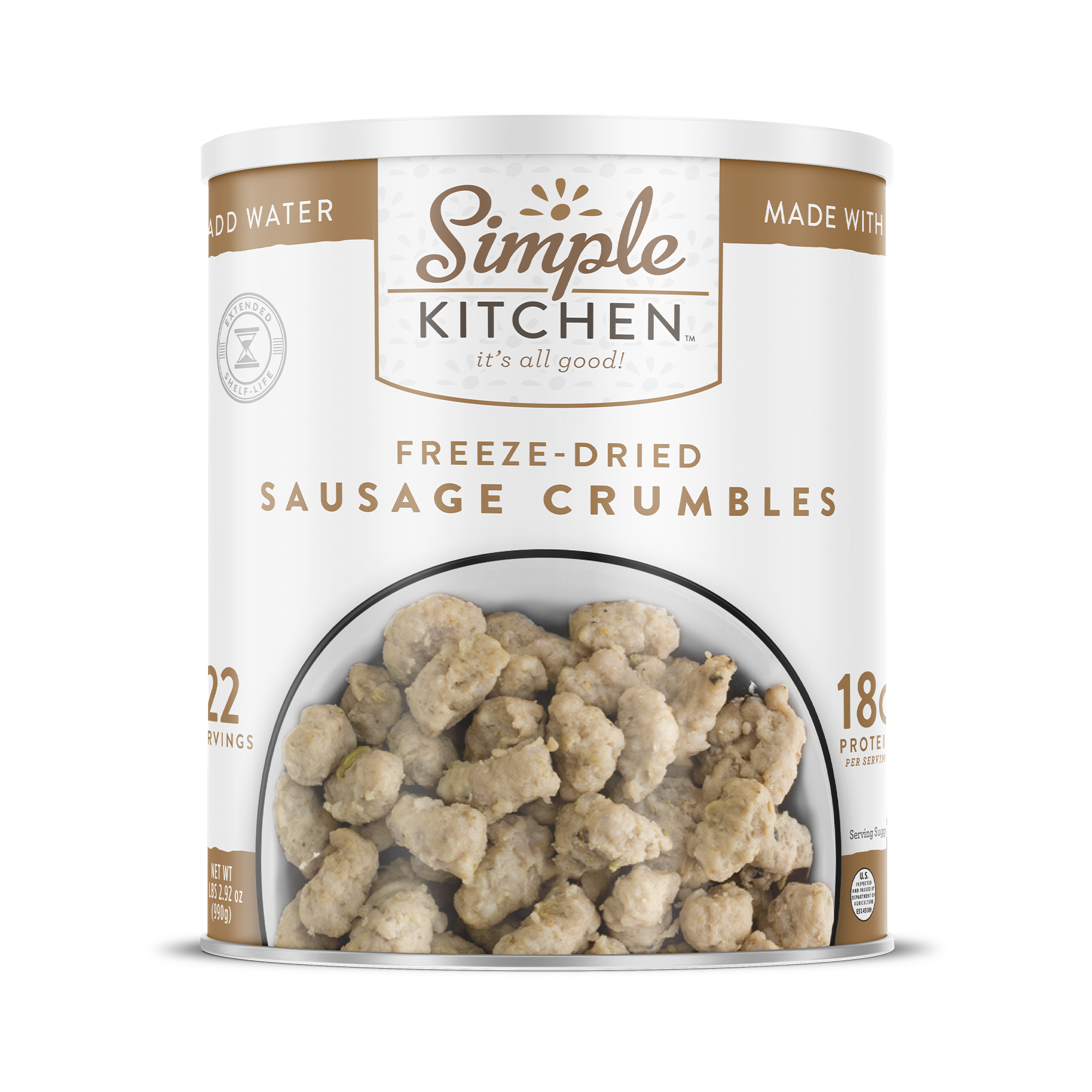 Sausage Crumbles – Freeze-Dried #10 Can – 22 Servings | ReadyWise