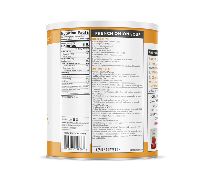 Sliced Onions – Freeze-Dried #10 Can – 23 Servings | ReadyWise