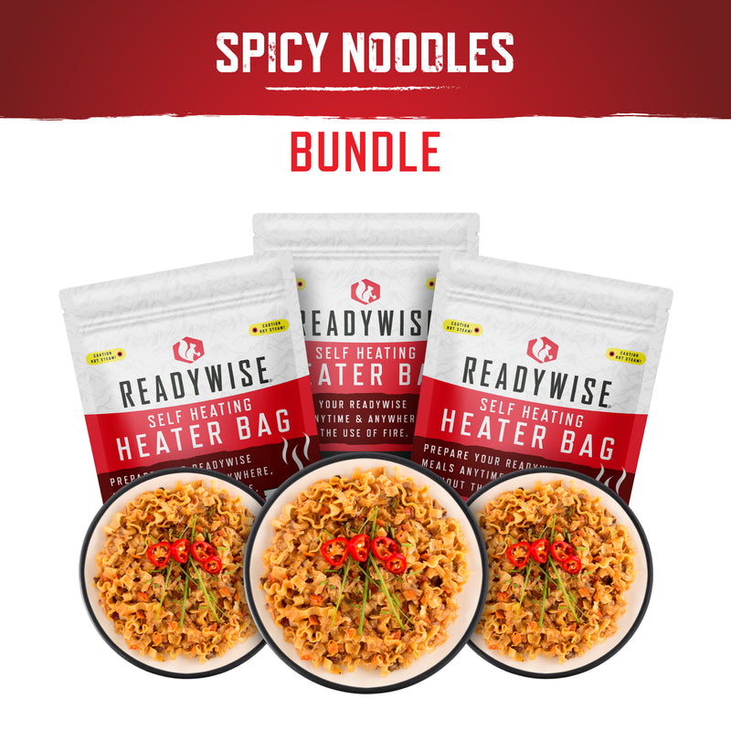 Self Heating Kit - Spicy Asian Style Noodles + Snack Bundle  ReadyWise   