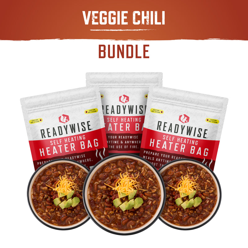Self Heating Kit -  Veggie Chili Soup + Snack Bundle  ReadyWise   