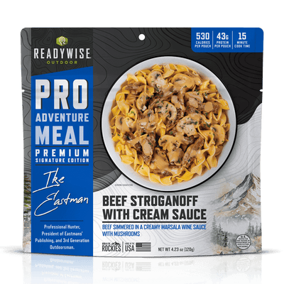 Beef Stroganoff with Cream Sauce - Signature Edition Pro Adventure Meal with Ike Eastman  ReadyWise Single Pouch  