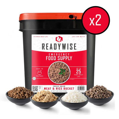 ReadyWise Freeze Dried Meat & Rice Survival Bucket - Buy One, Get One FREE