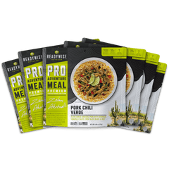 Traditional Pork Chili Verde - Signature Edition Pro Adventure Meal with Zelzin Aketzalli  ReadyWise 6 Count Case Pack  