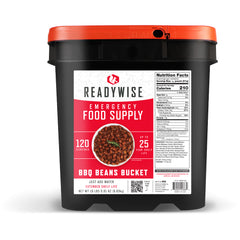 ReadyWise BBQ Beans Emergency Food Bucket 1,200 grams of protein