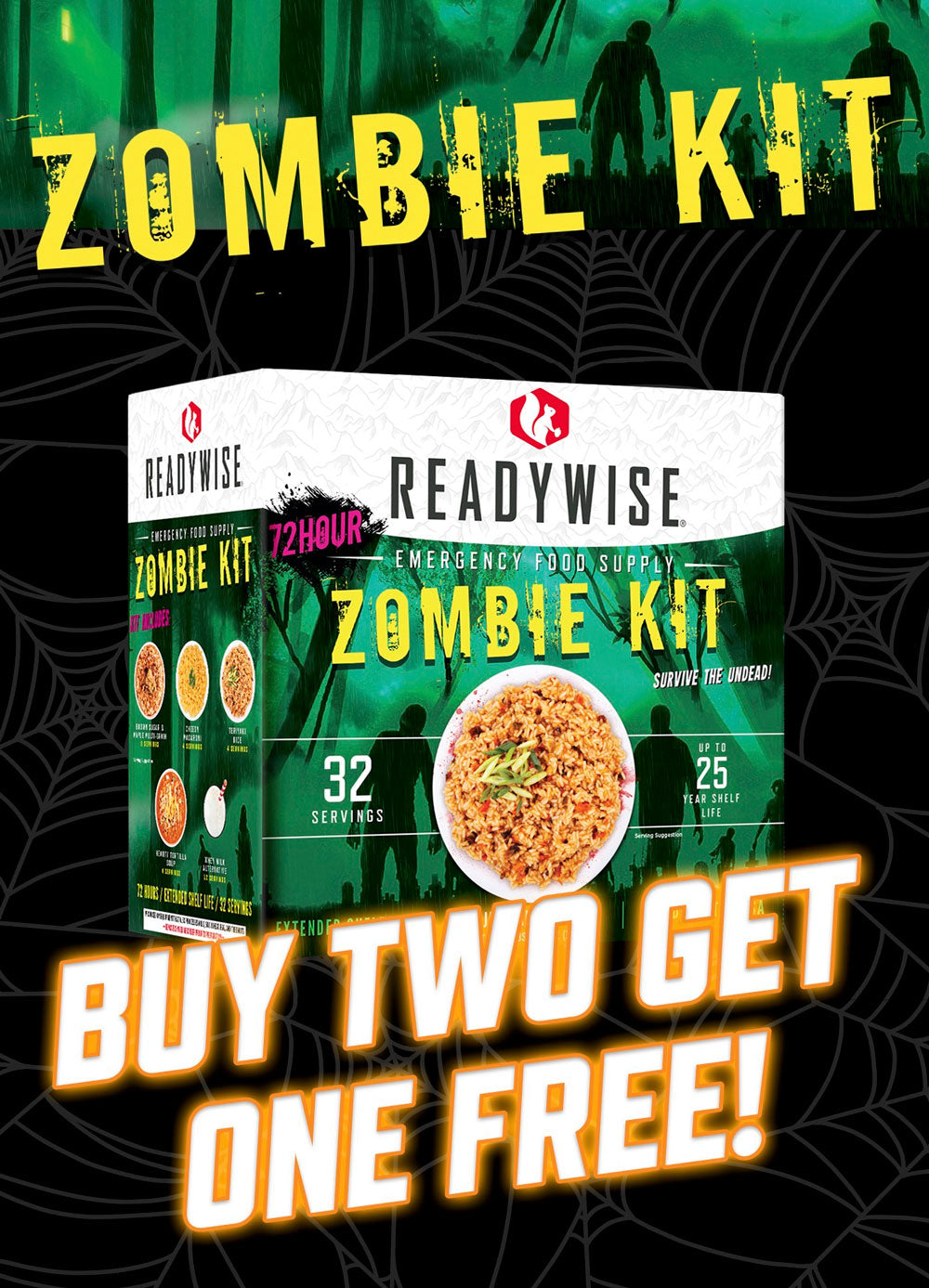 Buy 2, Get 1 Free Limited-Edition 72-Hour Zombie Emergency Food Kits