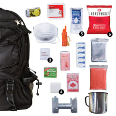 Black 64 Piece Survival Backpack  ReadyWise   