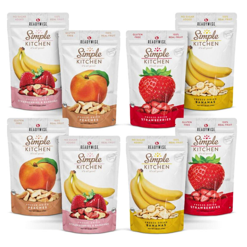 ReadyWise Simple Kitchen 8-pack Variety Freeze-Dried Fruit Pouches