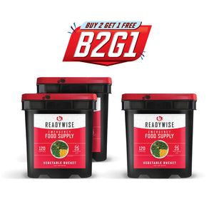 Buy 2, Get 1 120 Serving Freeze Dried Vegetable Bucket