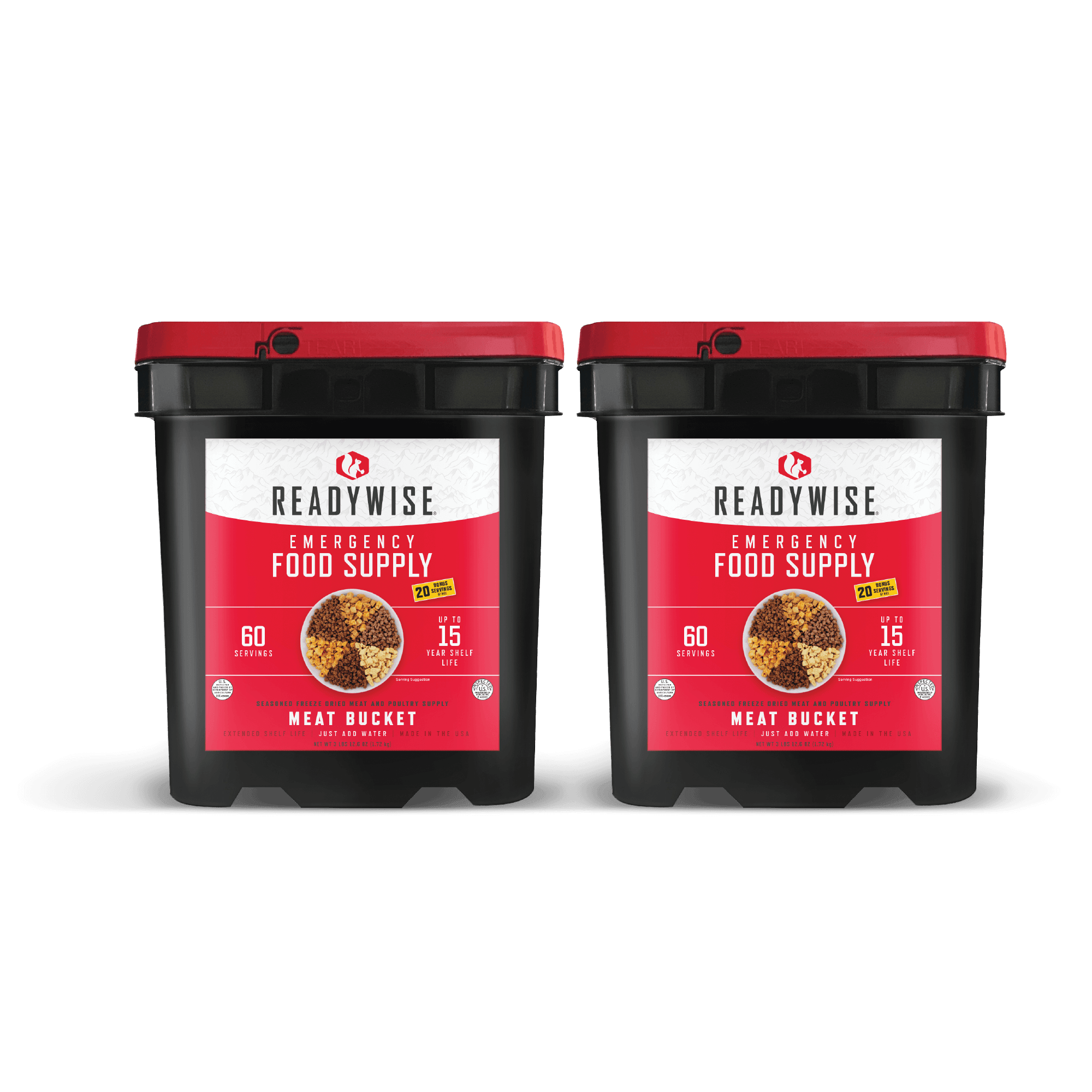 60 Serving Freeze Dried Meat Bucket BOGO - ReadyWise