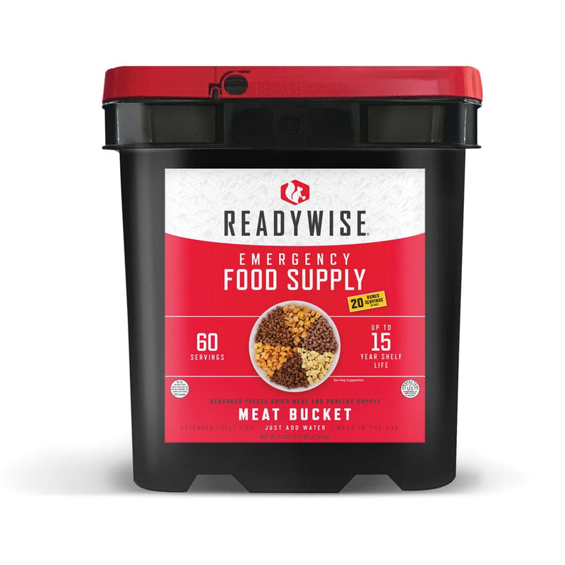 60 Serving Freeze Dried Meat Bucket + 20 Servings of Rice  ReadyWise   