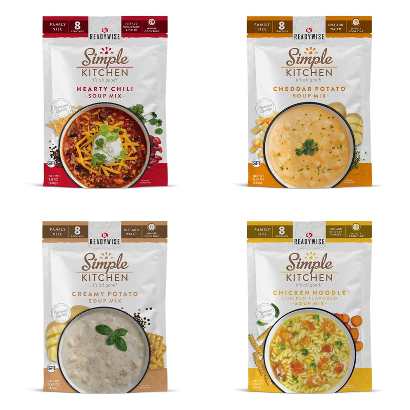 READYWISE - Simple Kitchen, Chicken Noodle Soup, 24 Servings, 6 Packs,  Vegetarian, Vegetable Soup, MRE, Ready To Eat Meals, Freeze Dried Food,  Hiking