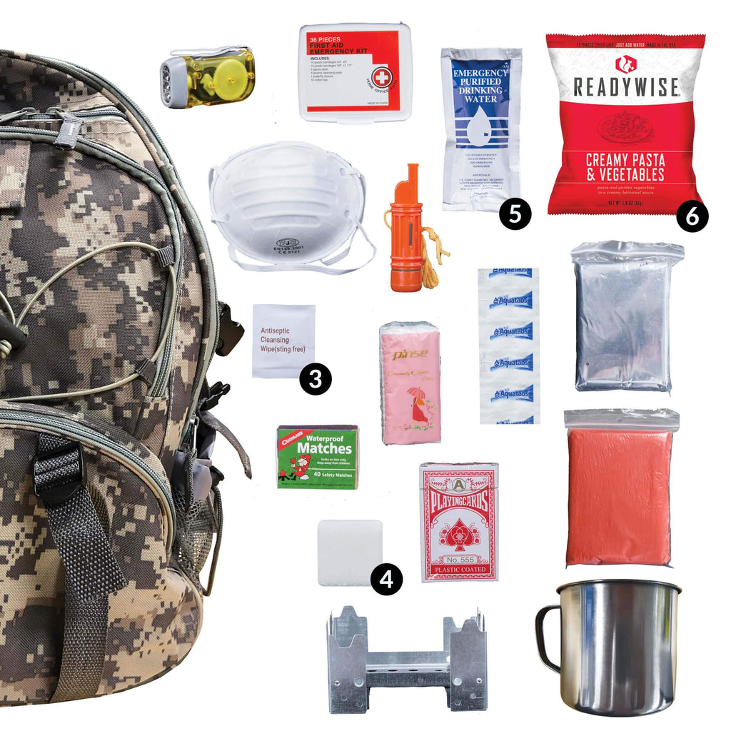 Camo 64 Piece Survival Backpack - ReadyWise